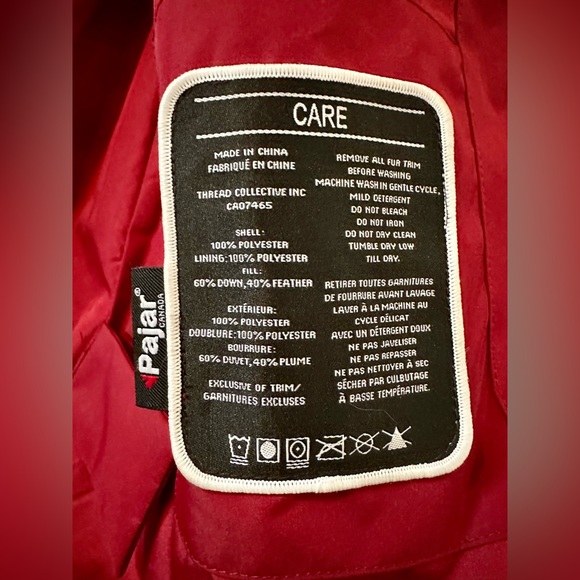 Women’s MEDIUM Red Pajar Canada Long Down Puffer Parka Coat - Picture 8 of 9